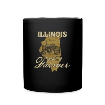 Illinois Farmer Tractor Lover State Map Farming Lo - Full Colour Mug - black - Front
