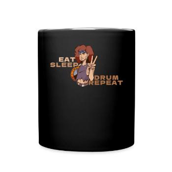 Retro -Bandana -Schlagzeuger essen Schlaftrommel W - Tasse einfarbig - Schwarz - Vorne