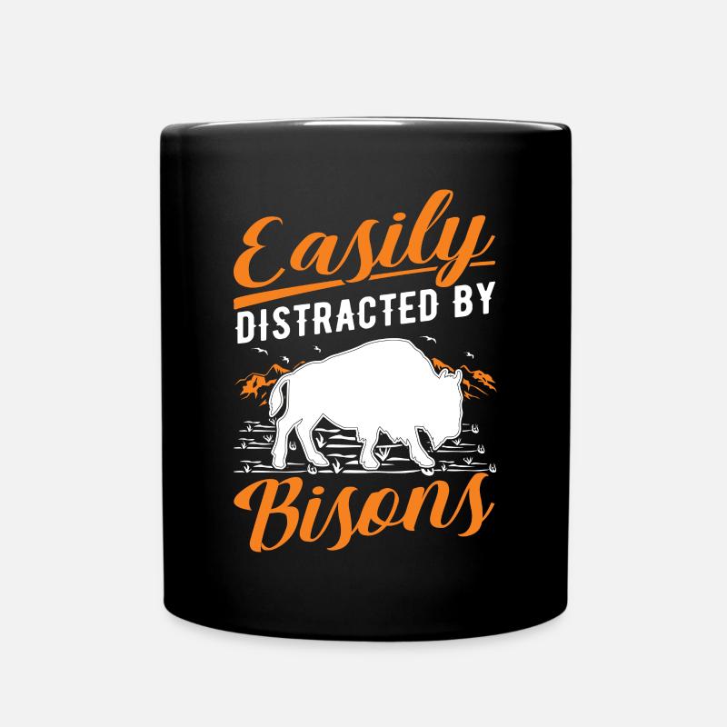 Easily distracted by Bisons Wasserbüffel Büffel - Tasse einfarbig - Schwarz