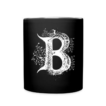B Monogramm Alphabet Schriftzug Callgraphy GothicN - Tasse einfarbig - Schwarz - Vorne