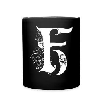 Buchstabe f Monogramm Handgezeichnete Typografie G - Tasse einfarbig - Schwarz - Vorne