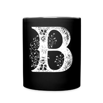 Buchstabe B Monogramm Hand gezeichnet Typografie G - Tasse einfarbig - Schwarz - Vorne