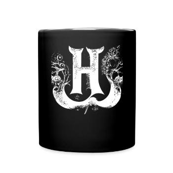Brief H Monogramm Hand gezeichnet Gothic Calligrap - Tasse einfarbig - Schwarz - Vorne