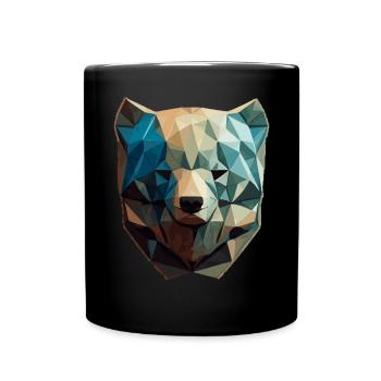 Niedliche Bärengesicht Polygon niedrige Polybären - Tasse einfarbig - Schwarz - Vorne