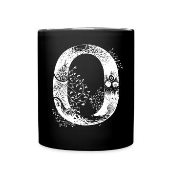 Brief o Monogramm Hand gezeichnet Gothic Witch Wic - Tasse einfarbig - Schwarz - Vorne