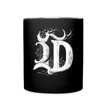Buchstabe D Monogramm Hand gezeichnet Typografie G - Tasse einfarbig - Schwarz - Vorne