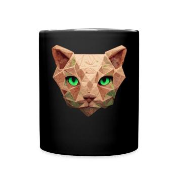 Sphinx Cat Polygon Low Poly Cats Gesicht - Tasse einfarbig - Schwarz - Vorne