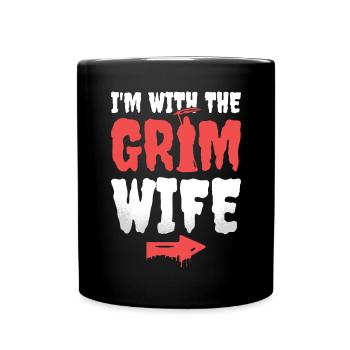 I'm with the Grim Reaper Wife Funny Halloween - Full Colour Mug - black - Front