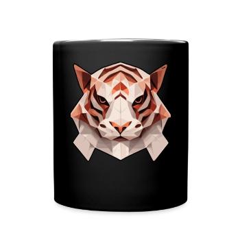 Geometrischer Tiger Polygon niedriger Poly -Tiger - Tasse einfarbig - Schwarz - Vorne