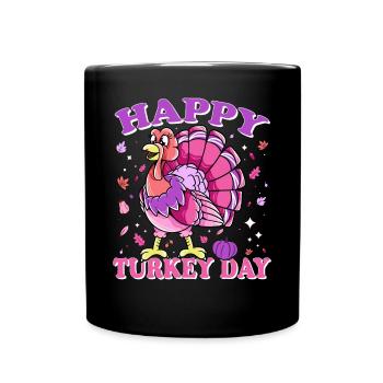 Thanksgiving Female Turkey Happy Turkey Day - Tasse einfarbig - Schwarz - Vorne