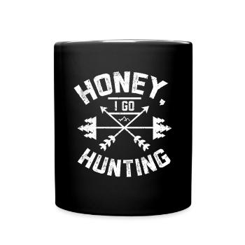 Chérie je vais à la chasse - Mug uni - noir - Devant