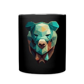 Niedliche Bärengesicht Polygon niedrige Polybären - Tasse einfarbig - Schwarz - Vorne