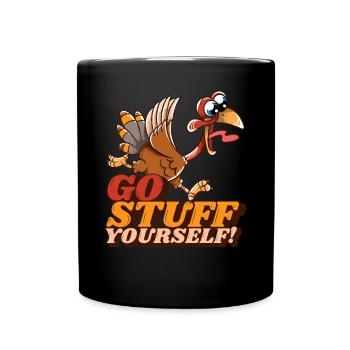 Stuff Yourself Running Turkey Funny Thanksgiving - Mug uni - noir - Devant