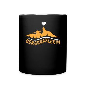 BERGKRAXLERIN - Trekking Alpenherz Berge Herz Alpe - Tasse einfarbig - Schwarz - Vorne