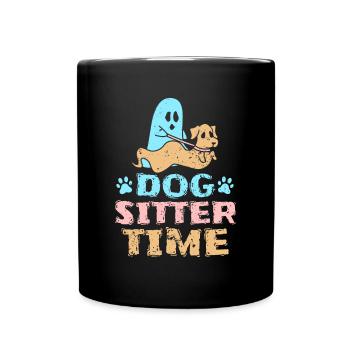 Dog Sitter Time Shirt Geschenk - Tasse einfarbig - Schwarz - Vorne