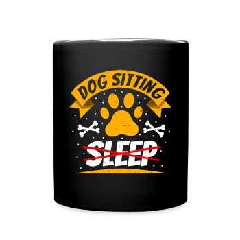 Dog Sitting Sleep Shirt geschenk - Tasse einfarbig - Schwarz - Vorne