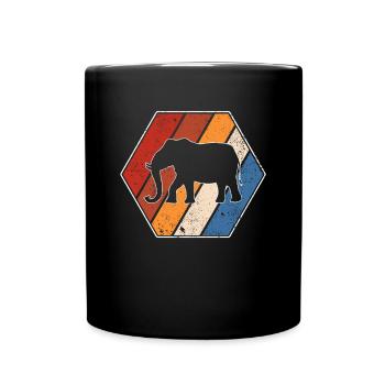 Elefant Retro - Tasse einfarbig - Schwarz - Vorne