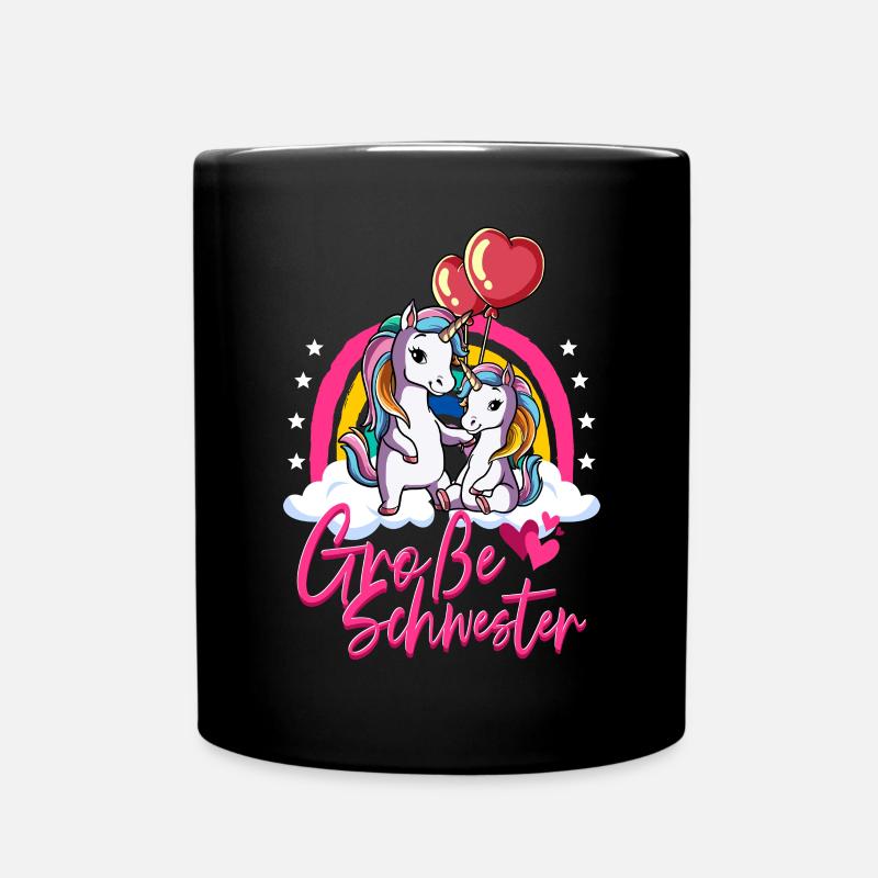 Große Schwester Einhorn - Tasse einfarbig - Schwarz