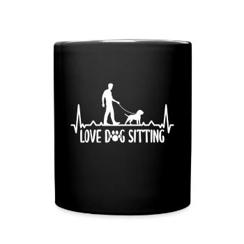 Herzschlag Herzlinie Herzfrequenz Hunde Sitter - Tasse einfarbig - Schwarz - Vorne