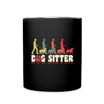 Vintage Retro Dog Sitter Dog Shirt Gift - Full Colour Mug - black - Front