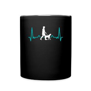 Herzschlag Herzlinie Herzfrequenz Dog Sitter - Tasse einfarbig - Schwarz - Vorne
