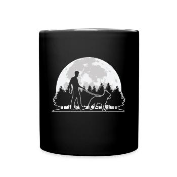Mond Hunde Sitter Shirt Geschenk - Tasse einfarbig - Schwarz - Vorne