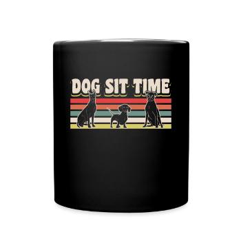 Vintage Retro Dog Sit Time Shirt Geschenk - Tasse einfarbig - Schwarz - Vorne