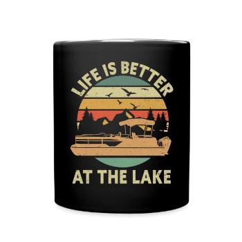 Pontoon Boat Captain Boating Lake Pontoon - Full Colour Mug - black - Front