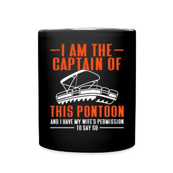 Pontonboot Kapitän Bootfahren See Pontoon - Tasse einfarbig - Schwarz - Vorne