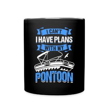 Pontoon Boat Captain Boating Lake Pontoon - Full Colour Mug - black - Front