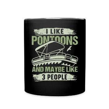 Pontoon Boat Captain Boating Lake Pontoon - Full Colour Mug - black - Front