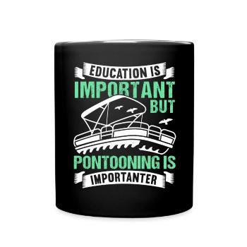 Pontonboot Kapitän Bootfahren See Pontoon - Tasse einfarbig - Schwarz - Vorne