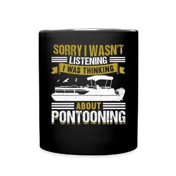 Pontoon Boat Captain Boating Lake Pontoon - Full Colour Mug - black - Front