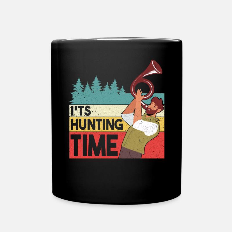 Temps de chasse amusant avec cor de chasse dans la nature - Mug uni - noir