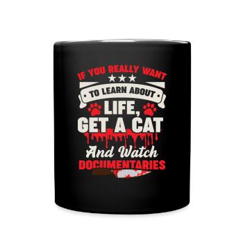Documentaires félins Thriller Propriétaires de chats - Mug uni - noir - Devant