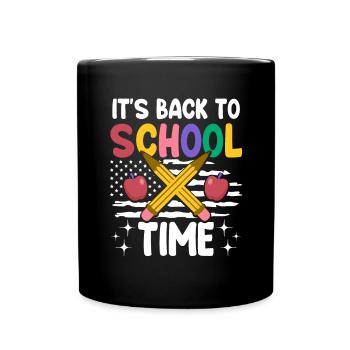 Enseignant patriote le premier jour d’école - Mug uni - noir - Devant