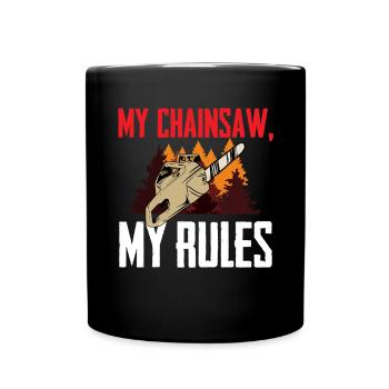 Travail Menuiserie Bûcheron Ma tronçonneuse - Mug uni - noir - Devant