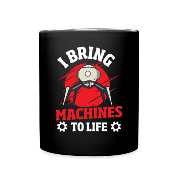 Roboter Computer Ingenieur - Tasse einfarbig - Schwarz - Vorne