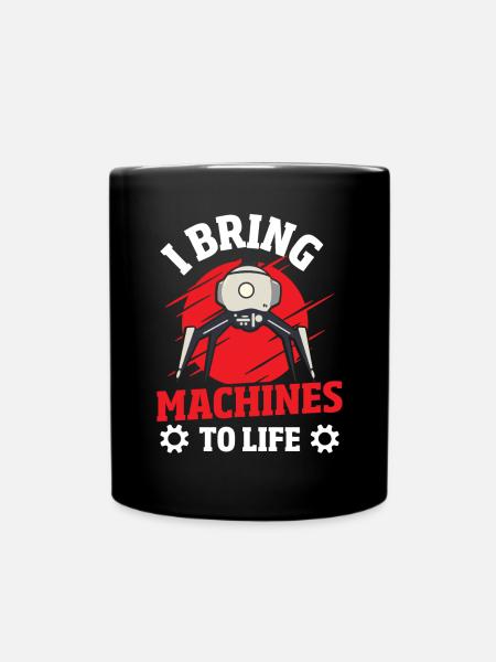 Robot Computer Engineer - Full Colour Mug - black