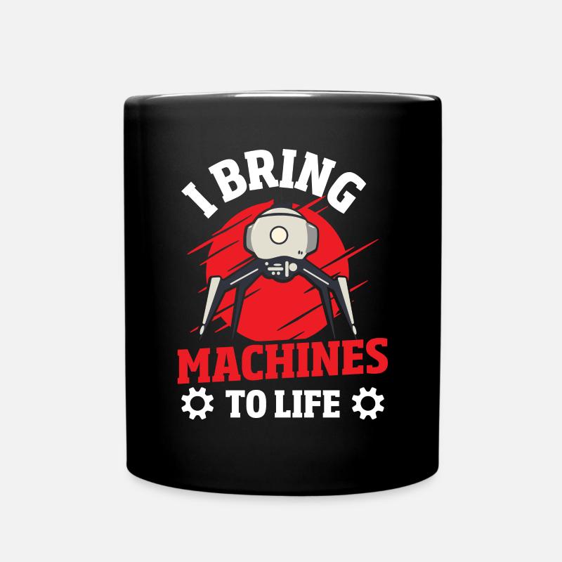 Robot Computer Engineer - Full Colour Mug - black