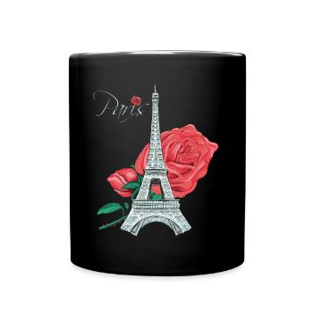 Paris Rose Eiffel Tower Roses French Love Fra - Full Colour Mug - black - Front