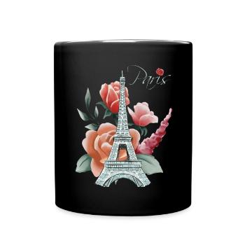 Eiffel Tower-Roses-Love-Paris-French-Love-Fra - Full Colour Mug - black - Front