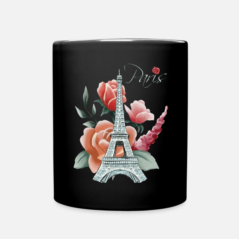 Tour Eiffel-Roses-Amour-Paris-Français-Amour-Fra - Mug uni - noir
