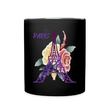 Eiffelturm-Rosen-Paris-Herz-Frankreich-Andenken-fr - Tasse einfarbig - Schwarz - Vorne