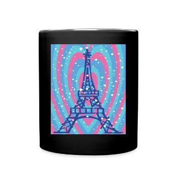 Herz für Eiffelturm-Paris-Schnee-Frankreich-franzö - Tasse einfarbig - Schwarz - Vorne