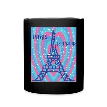 Herz für Eiffelturm Ich liebe Paris Schnee Frankre - Tasse einfarbig - Schwarz - Vorne