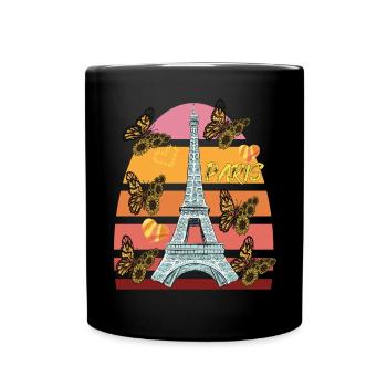 Eiffelturm-Retro Schmetterlings-Paris-Herzen Frank - Tasse einfarbig - Schwarz - Vorne
