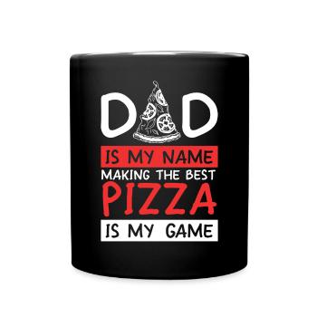 Papa est mon nom Faire de la pizza est mon jeu Pizza Maker - Mug uni - noir - Devant