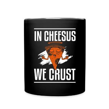 Dans Cheesus We Crust Fabrication de pizzas amusantes - Mug uni - noir - Devant
