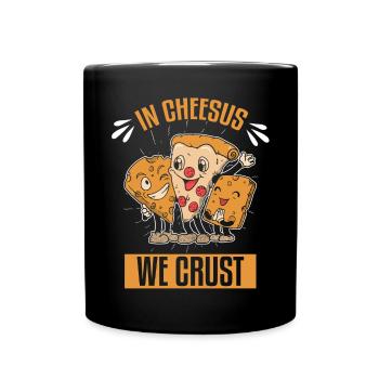 Dans Cheesus We Crust Fabrication de pizzas amusantes - Mug uni - noir - Devant